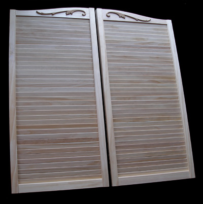 Pine Cafe Doors Louvered - scroll
